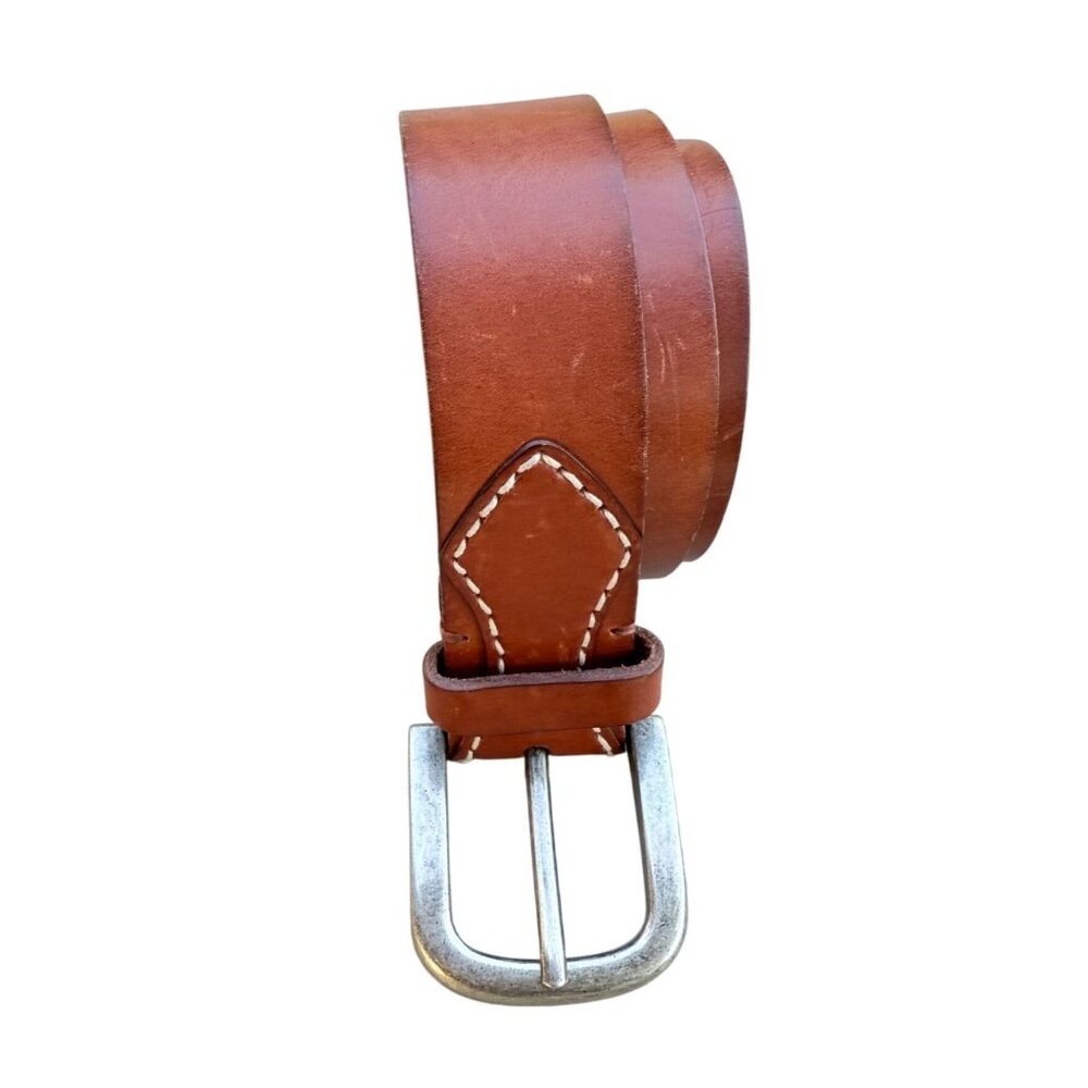 Abi Genuine Leather Silver Buckle Western Belt Men's Size 32/80 Brown Cowboy